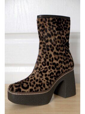 NEW Pons Quintana leopard-print ponyskin platform ankle boots